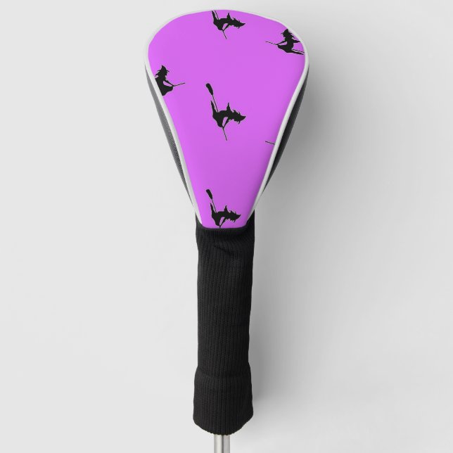Flying witch on purple golf head cover (Front)
