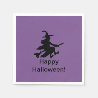 Flying Witch Purple -Happy HalloweenPaper Napkin