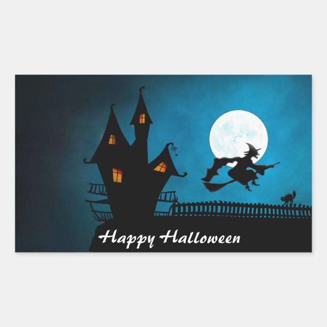 Flying Witch Rectangular Sticker (Front)
