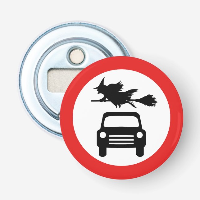 Flying Witch Road Sign Bottle Opener (Front)