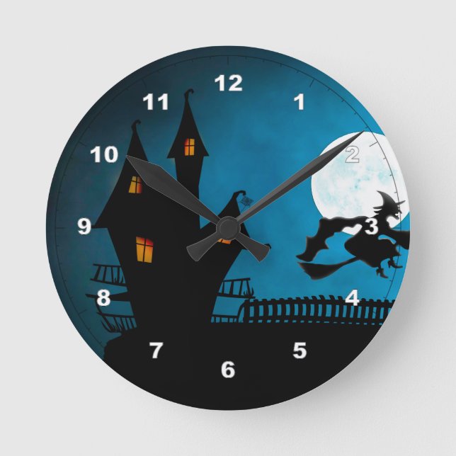 Flying Witch Round Clock (Front)