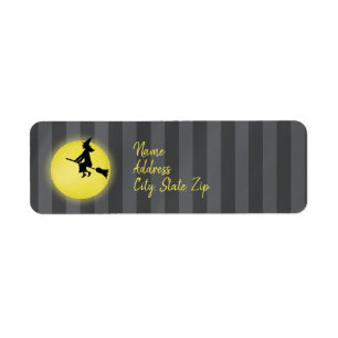 Flying Witch Silhouette in the Moonlight Return Address Label