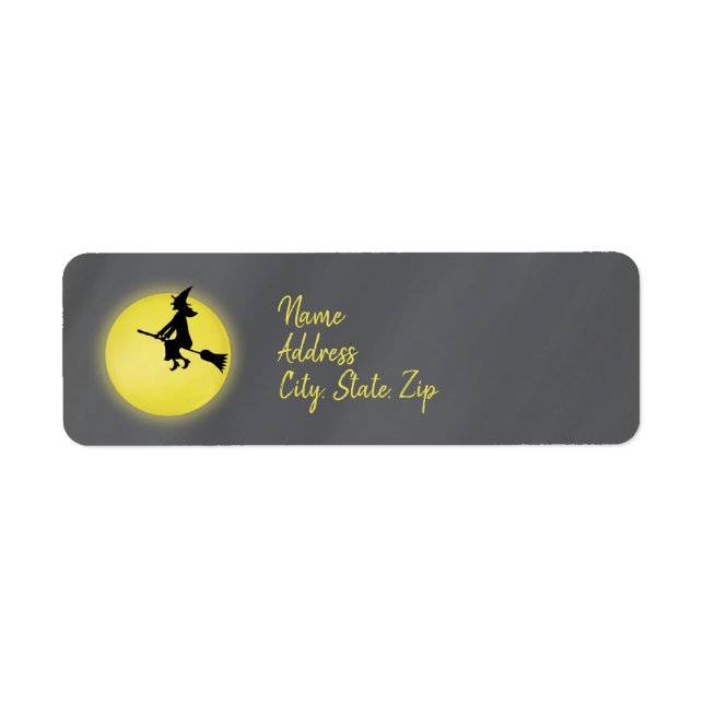 Flying Witch Silhouette in the Moonlight Return Address Label (Front)