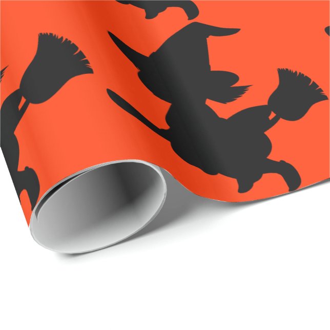 Flying Witch Silhouette Wrapping Paper (Roll Corner)