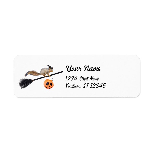 Flying Witch Squirrel Return Address Labels (Front)