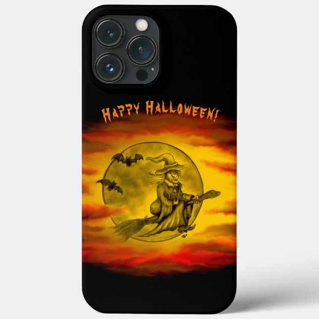 Flying witch with black cat , halloween night Case-Mate iPhone case (Back)
