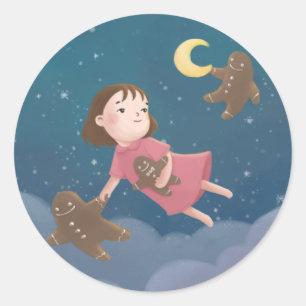Flying with Gingerbread Cookies Dream Classic Round Sticker