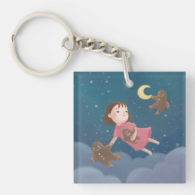 Flying with Gingerbread Cookies Dream Key Ring (Front)