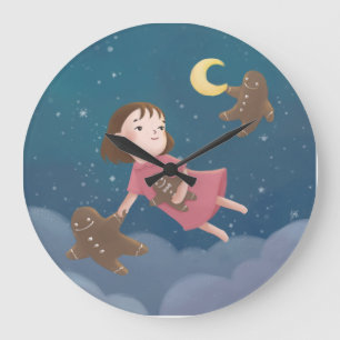 Flying with Gingerbread Cookies Dream Large Clock