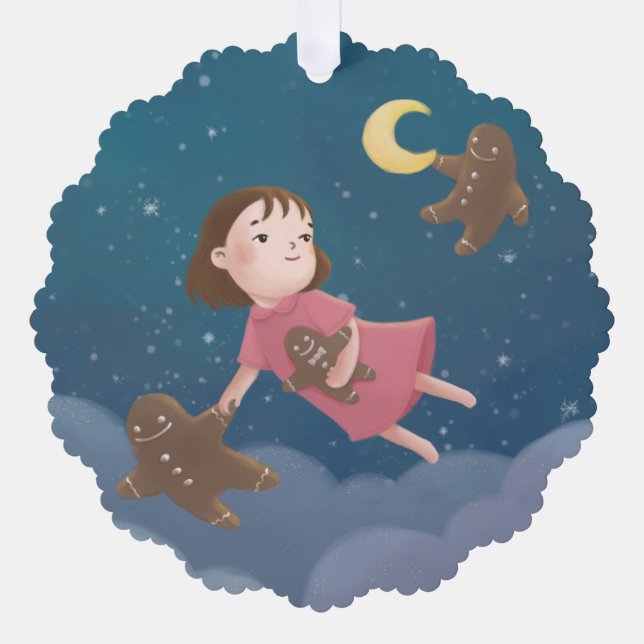 Flying with Gingerbread Cookies Dream Tree Decoration Card (Front)