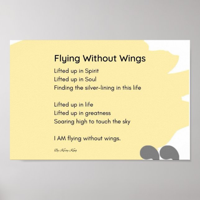 Flying without wings poem yellow wall art decor  (Front)