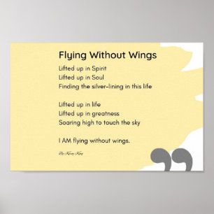 Flying without wings poem yellow wall art decor 