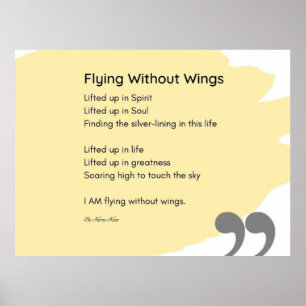 Flying without wings poem yellow wall art decor