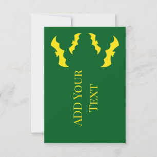 Flying Yellow Halloween Bats Card