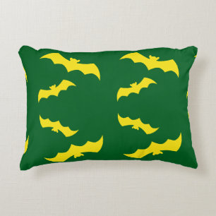 Flying Yellow Halloween Bats Decorative Cushion