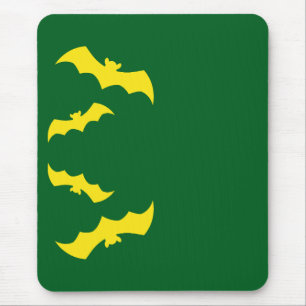 Flying Yellow Halloween Bats Mouse Pad