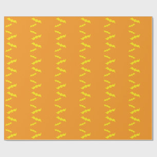 Flying Yellow Halloween Bats Wrapping Paper
