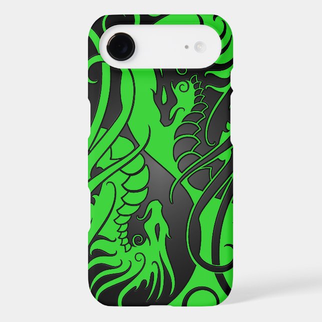 Flying Yin Yang Dragons - green and black iPod Touch Case (Back)