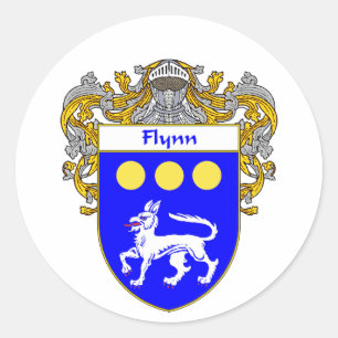 Flynn Coat of Arms (Mantled) Classic Round Sticker