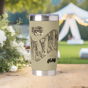 Flynn Name, With Fire Trucks, Insulated Tumbler