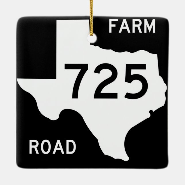 FM 725 Sign Lake McQueeney Ceramic Ornament (Back)