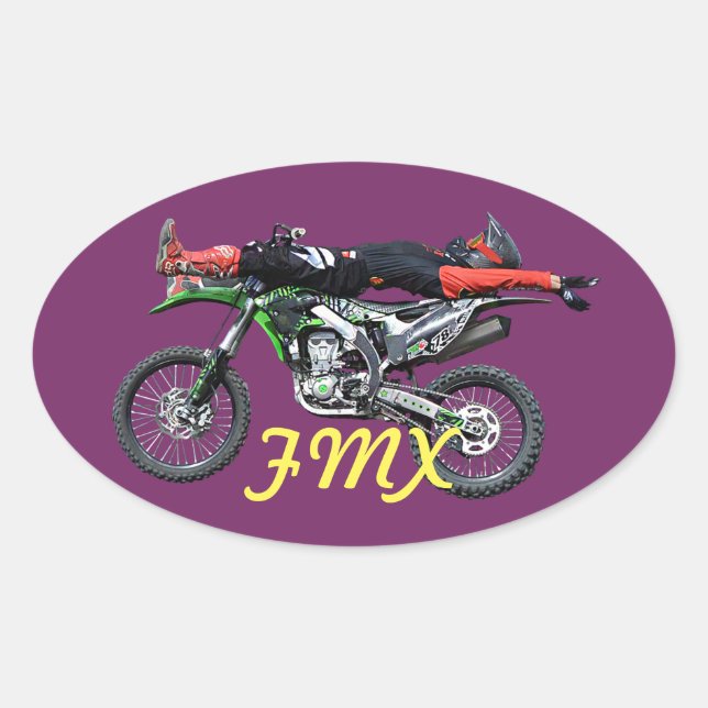FMX - Freestyle Aerial Motocross Stunt III Oval Sticker (Front)