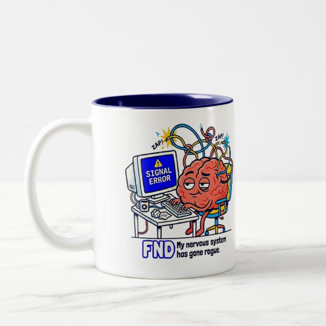 FND Signal Error Brain Funny Nervous System Humour Two-Tone Coffee Mug (Left)