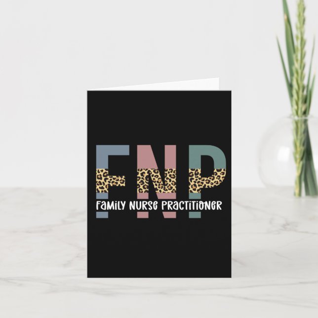 FNP Family Nurse Practitioner Cheetah Print Card (Front)