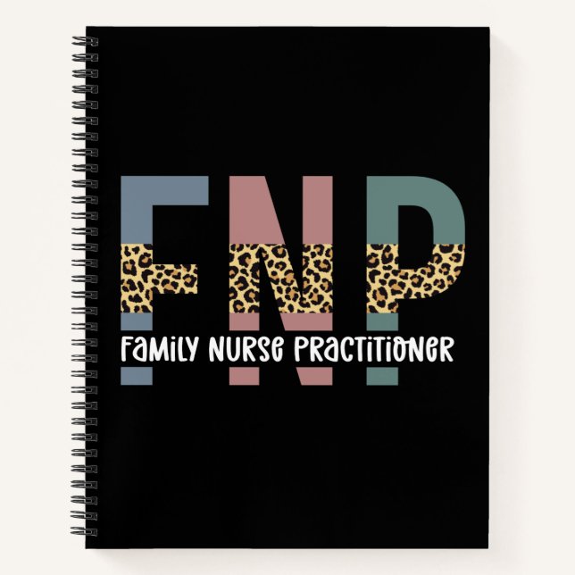 FNP Family Nurse Practitioner Cheetah Print Notebook (Front)
