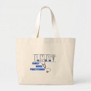 FNP  LOGO  STETHOSCOPE FAMILY NURSE PRACTITIONER LARGE TOTE BAG