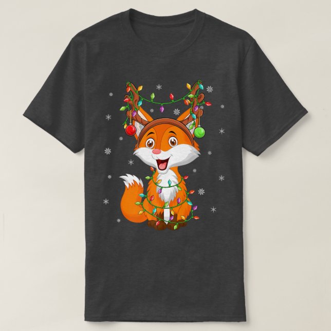 Fo Xmas Lighting Reindeer Hat Fo Christmas T-Shirt (Design Front)