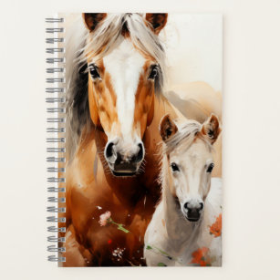 Foal and horse in the poppy meadow notebook