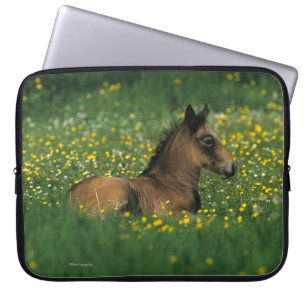 Foal Laying Down in Flowers Laptop Sleeve