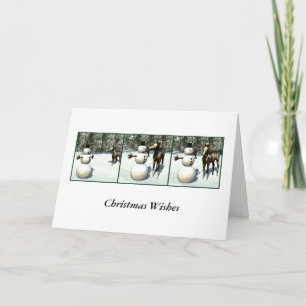 Foal & Snowman Christmas Card