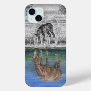 Foal Water Reflection of Horse iPhone 15 Mini Case