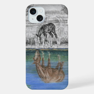 Foal Water Reflection of Horse iPhone 15 Plus Case