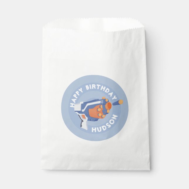 Foam dart gun party design favour bag (Front)