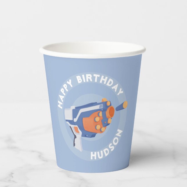 Foam dart gun party design paper cups (Front)