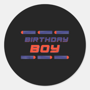 Foam Dart War Birthday Boy Shirt  Classic Round Sticker