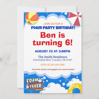 Foam Fever Nashville Birthday Invitation