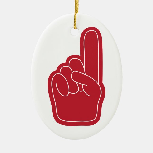 Foam Finger Ceramic Tree Decoration (Front)