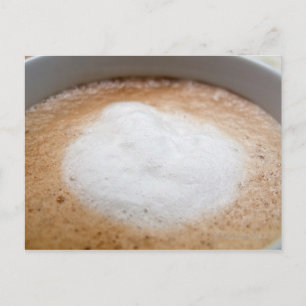 Foam on cappuccino, close-up postcard