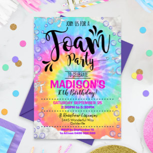 Foam Party Invitation Girl Rainbow Foam Invite