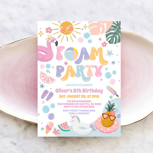 Foam Party Summer Beach Birthday Invitation (Creator Uploaded)