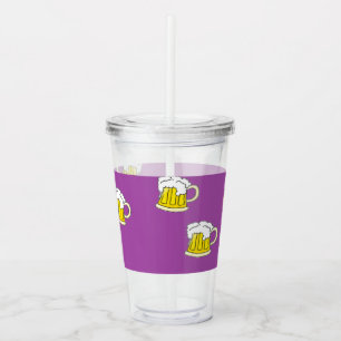 Foaming beer cup on purple