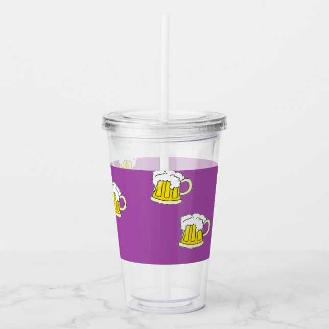 Foaming beer cup on purple (Front)