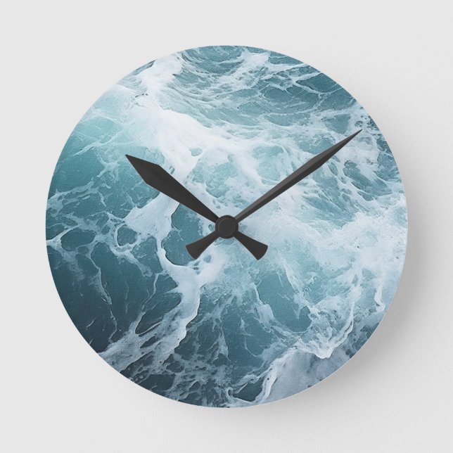 Foaming Waves Surf Painting Theme Round Clock (Front)