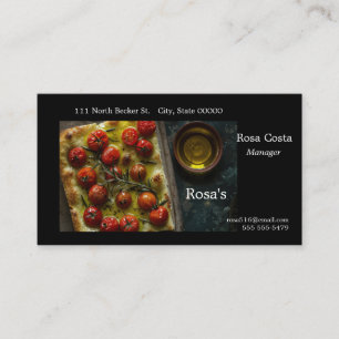 Focaccia with cherry tomatoes from above business card