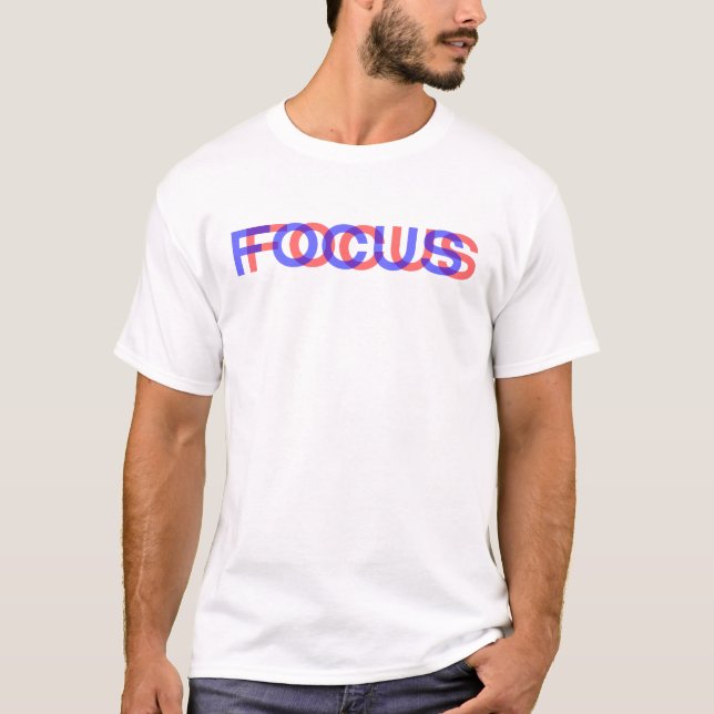 Focus Anaglyph 3D Irony Minimal Modern T-Shirt (Front)