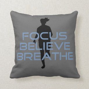 Focus Believe Breathe Blue T-shirts Cushion
